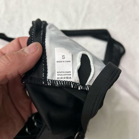 Women's Tummy Control Mesh Accent Sexy One Piece Bathing Suit. Size Small. Black - Picture 8 of 9